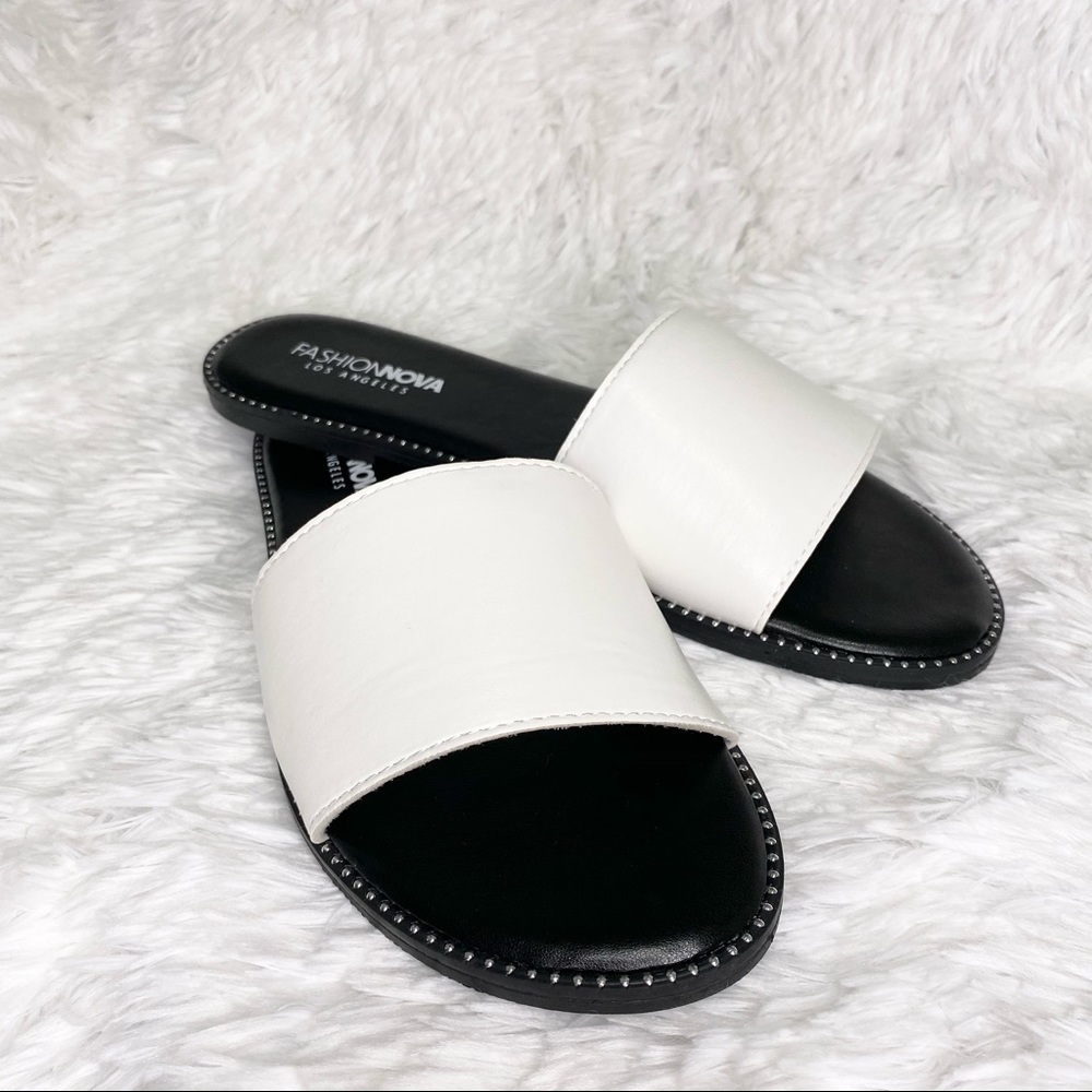 Fashion Nova White Stud Sandals